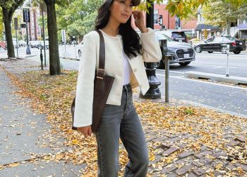 Casual fall petite mom outfit ideas with flats