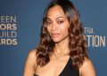 Zoe Saldana’s Sleeves Are the Highlight of Her Off-Shoulder Look