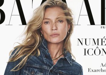 Kate Moss Works Double Denim on the Cover of Harper’s Bazaar France for September 2025