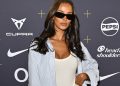 Maya Jama Strikes a Pose in White Cutout Dress on Set