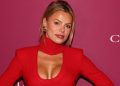 Brooks Nader Dons Fiery Red Dress With Super Bold Cutout for Clarins