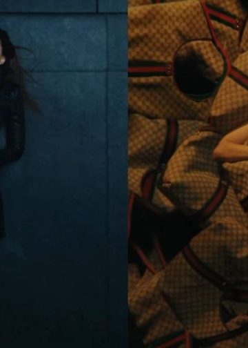 Emily Ratajkowski Is Surrounded by Countless Handbags for Gucci