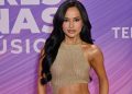Becky G Flaunts Her Abs in Completely Sheer Cutout Dress With High Slit