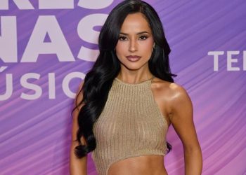 Becky G Flaunts Her Abs in Completely Sheer Cutout Dress With High Slit