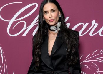 Demi Moore Goes Bold in Plunging Nina Ricci Blazer & Dramatic Tulle Skirt
