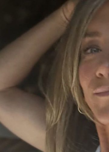 Jennifer Aniston Sweats It Out in Low-Cut Sports Bra With Barely-There Straps
