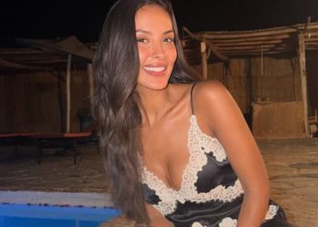 Maya Jama Flashes Her Thong in See-Through Plunging Dress With Huge Cutouts