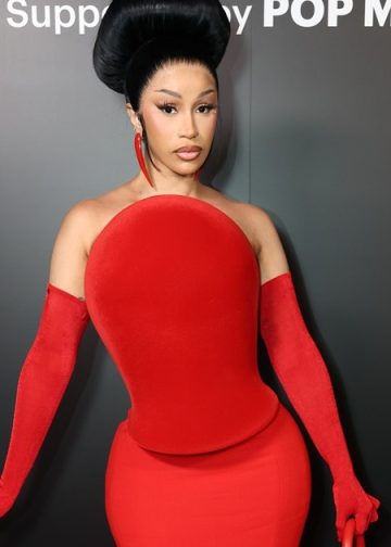 Cardi B’s Red-Hot Sculptural Look Leaves Her Tattooed Back Fully Exposed
